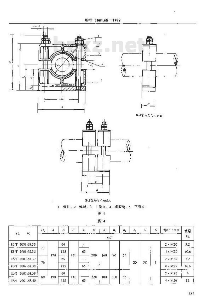JB/T 2001.68-1999 水系统 单管夹 型式与尺寸