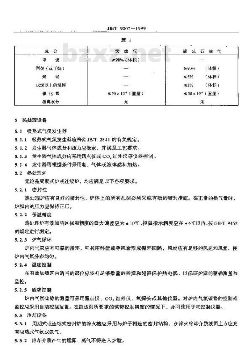 JB/T 9207-1999 钢铁在吸热式气氛中的热处理