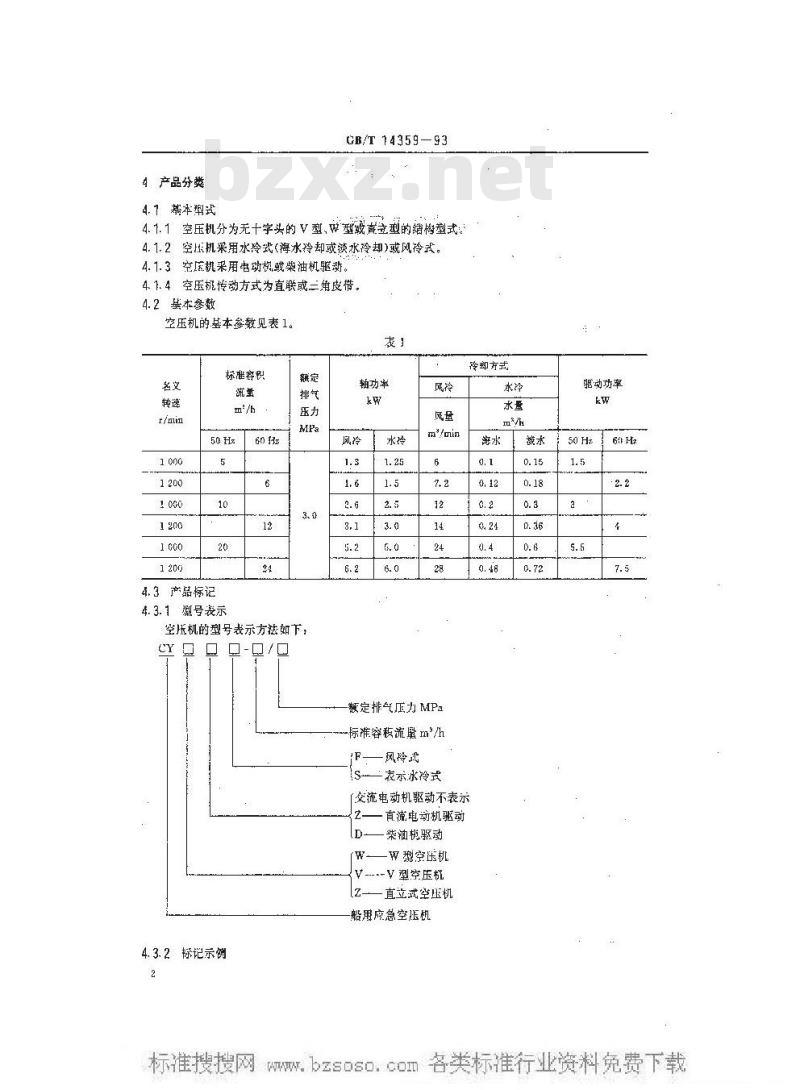 GB/T 14359-1993 船用应急活塞式空气压缩机