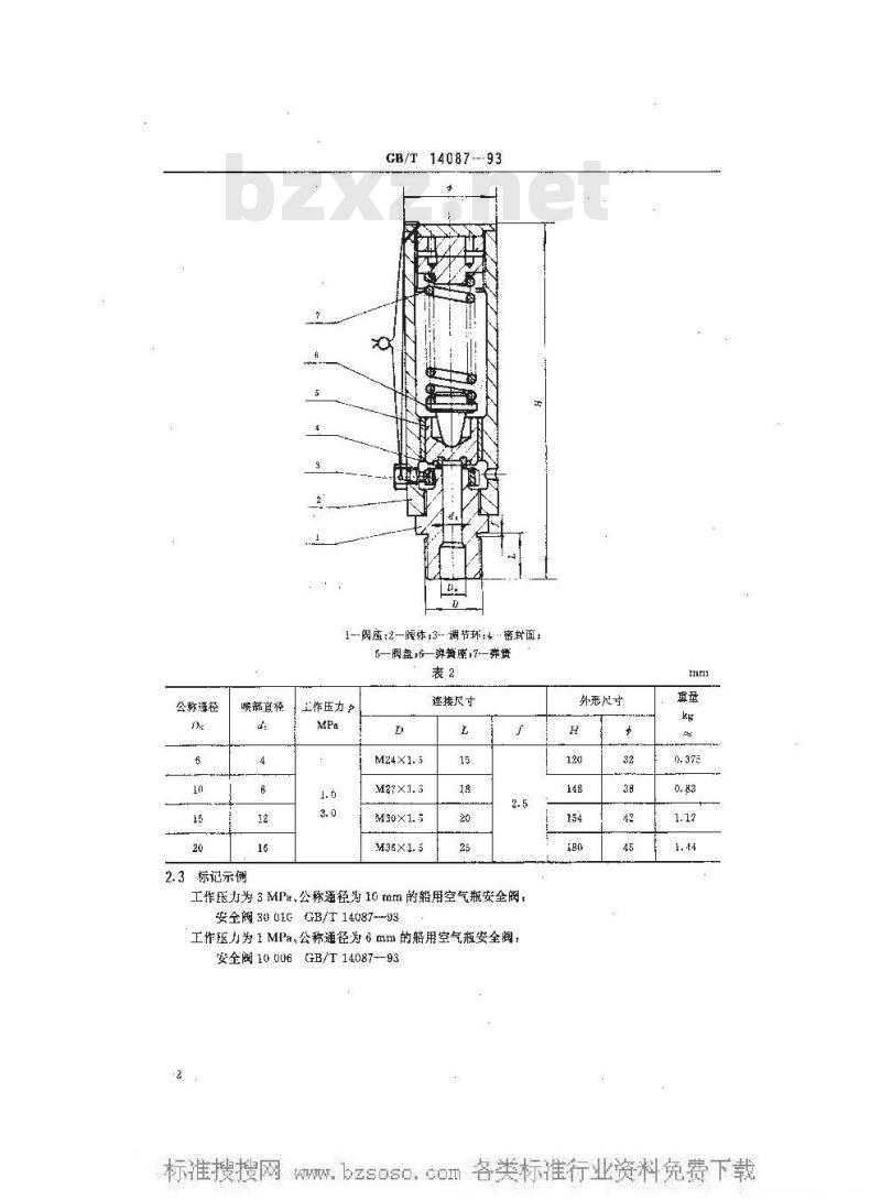 GB/T 14087-1993 船用空气瓶安全阀