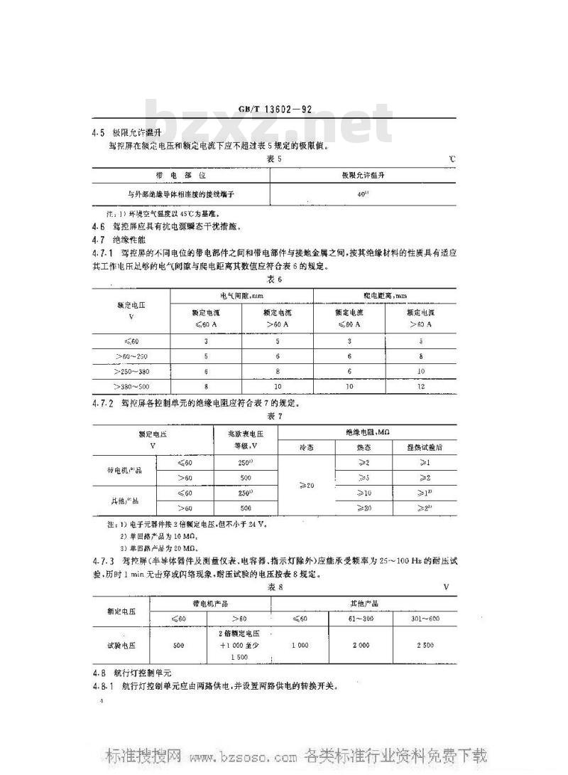 GB/T 13602-1992 船舶驾驶室集中控制屏(台)技术条件