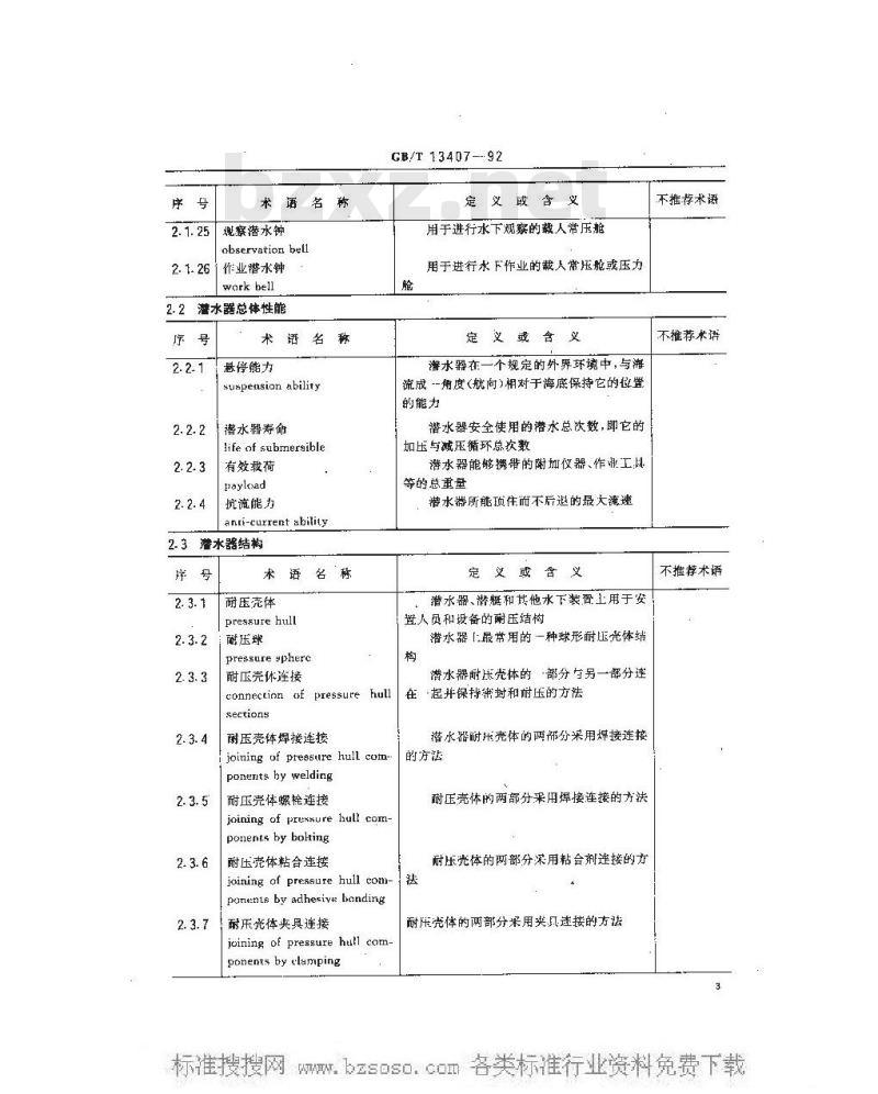 GB/T 13407-1992 潜水器与水下装置术语