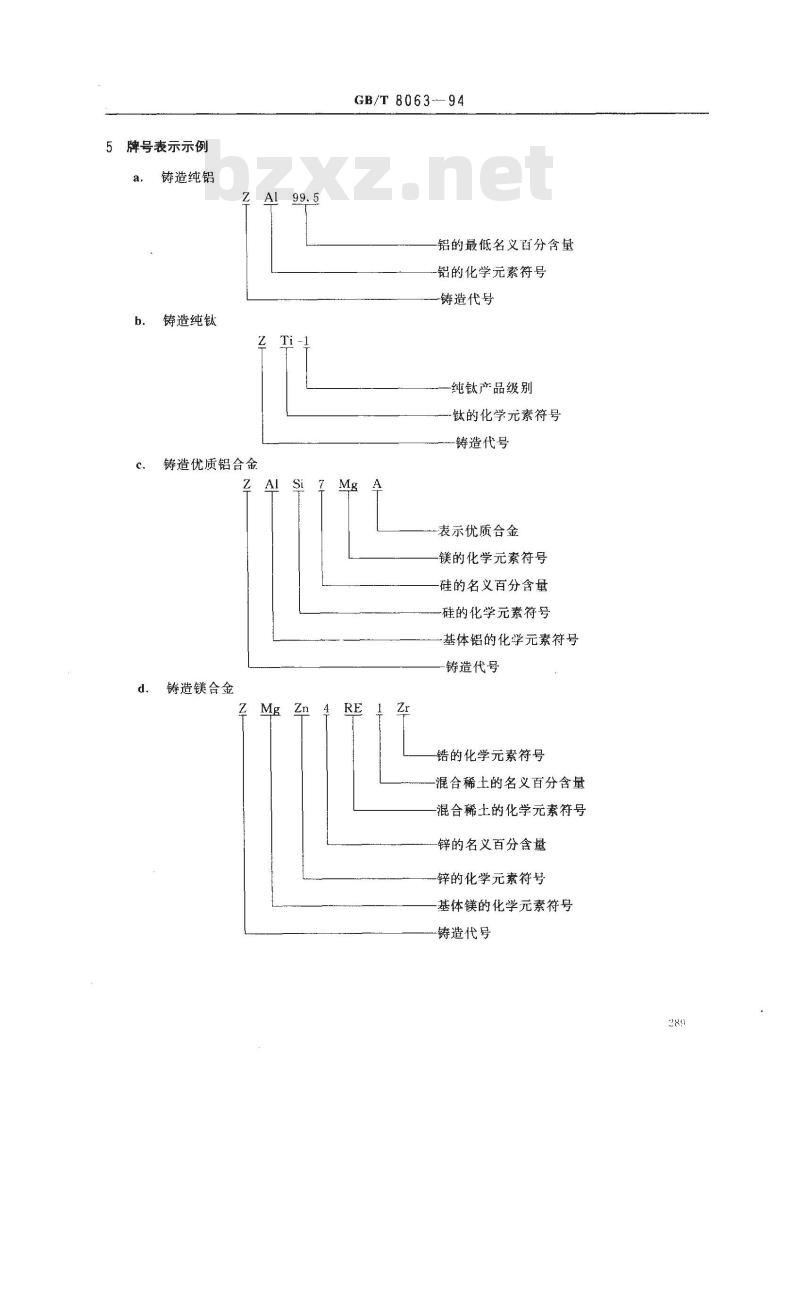 GB/T 8063-1994 铸造有色金属及其合金牌号表示方法