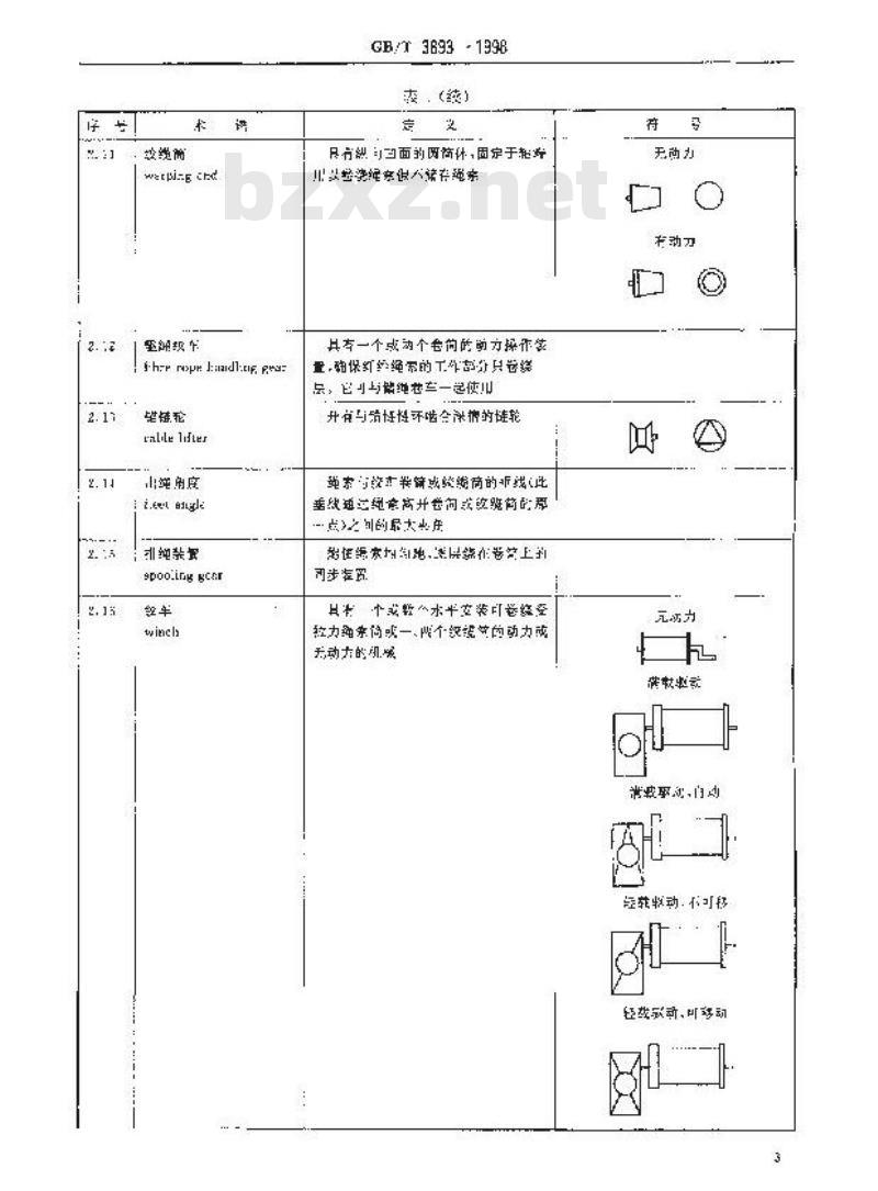 GB/T 3893-1998 造船及海上结构物 甲板机械 术语