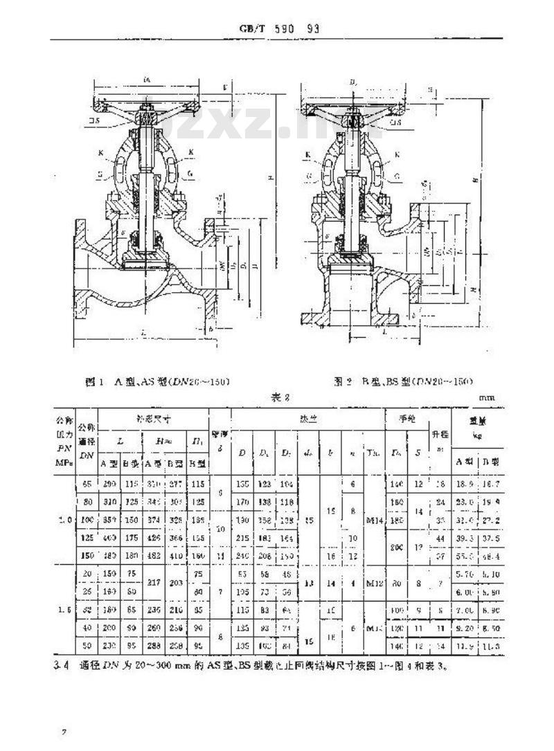 GB/T 590-1993 船用法兰铸铁截止阀