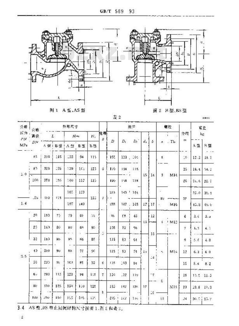GB/T 589-1993 船用法兰青铜止回阀