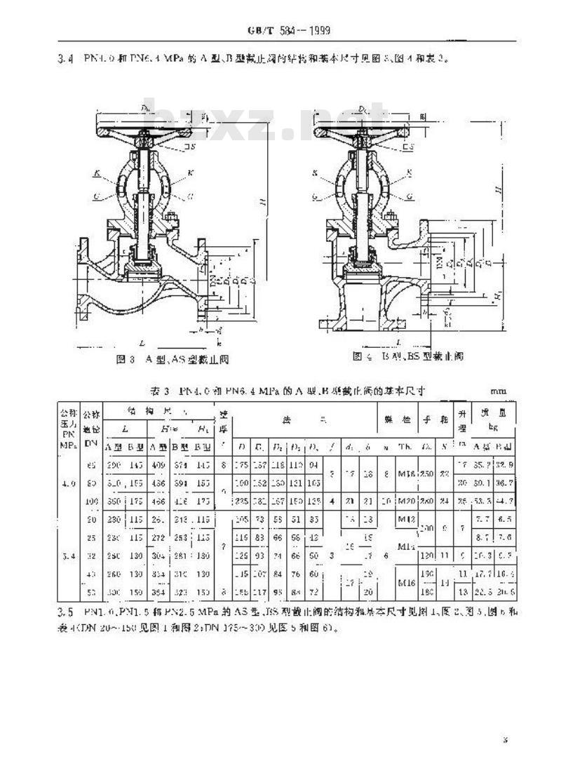 GB/T 584-1999 船用法兰铸钢截止阀