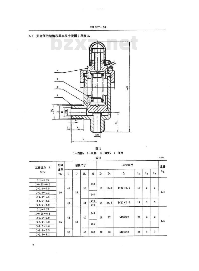 CB 907-1994 外螺纹青铜直角液体安全阀