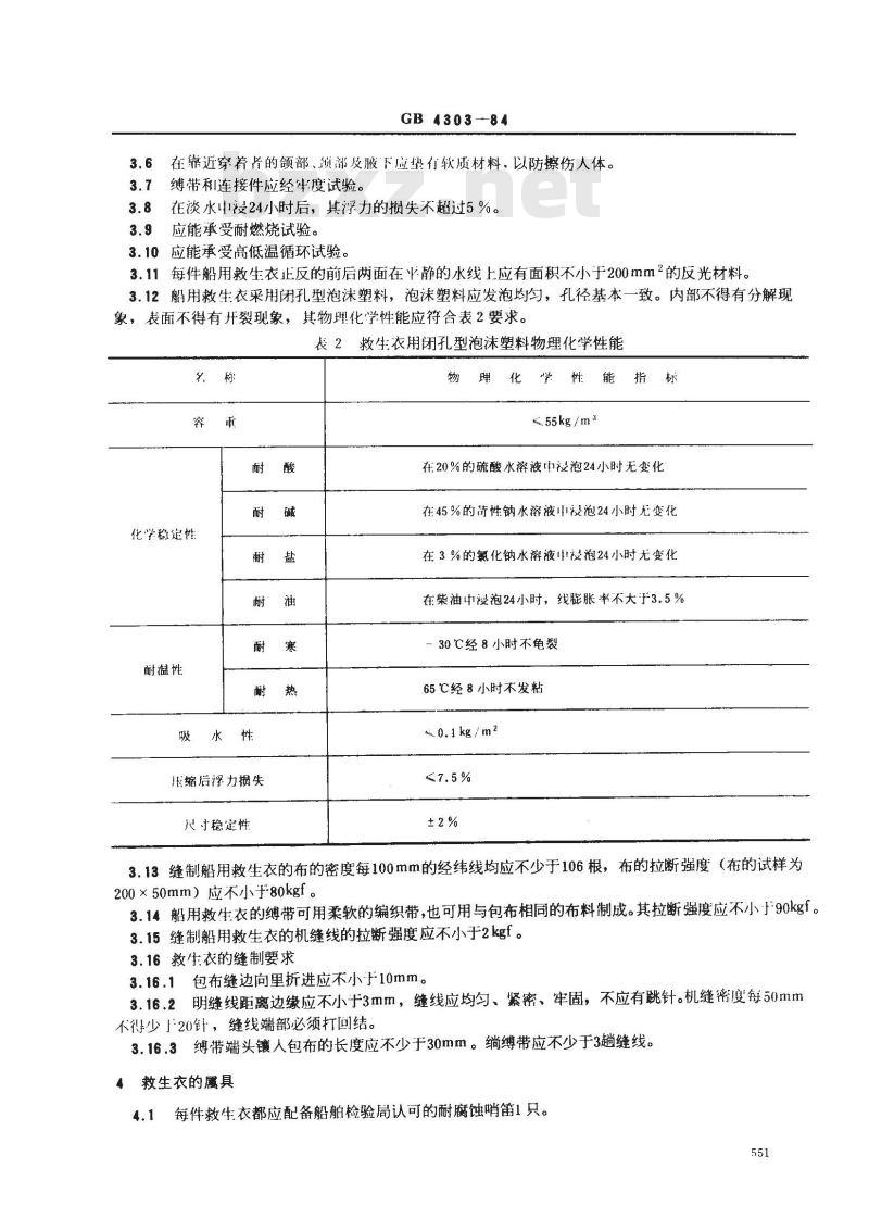GB 4303-1984 船用救生衣