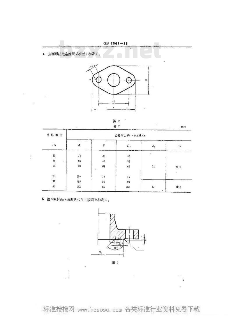 GB 2501-1989 船用法兰连接尺寸和密封面(四进位)