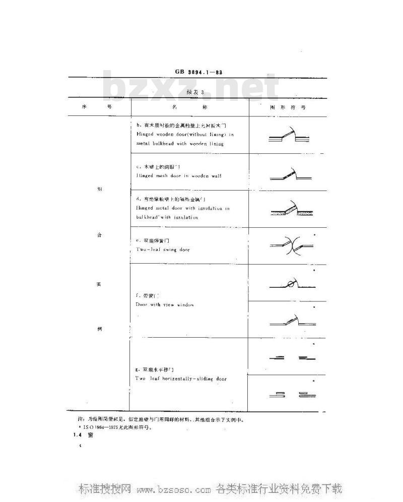 GB 3894.1-1983 船舶布置图图形符号 舱壁、门、窗及舱壁孔，舱口及舱口盖