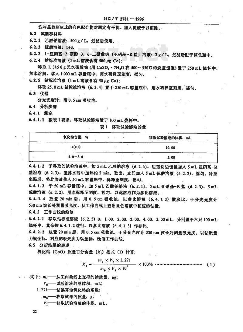 HG/T 2781-1996 一氧化碳耐硫变换催化剂中钴钼含量的测定