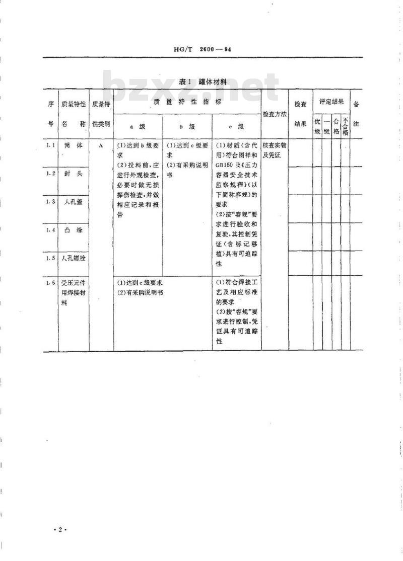 HG/T 2600-1994 液化石油气汽车罐车质量分等细则