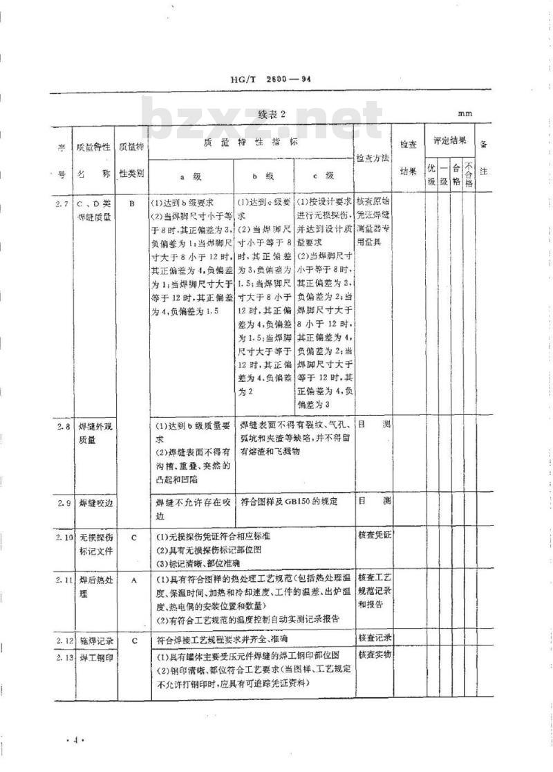 HG/T 2600-1994 液化石油气汽车罐车质量分等细则