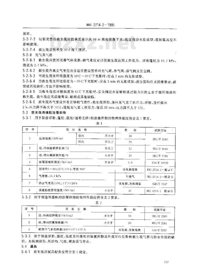 HG 2714.2-1995 气胀救生筏 B型筏