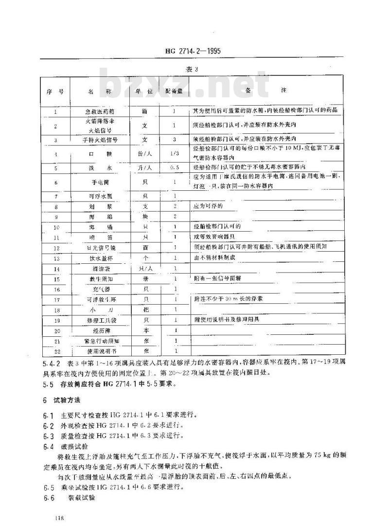 HG 2714.2-1995 气胀救生筏 B型筏