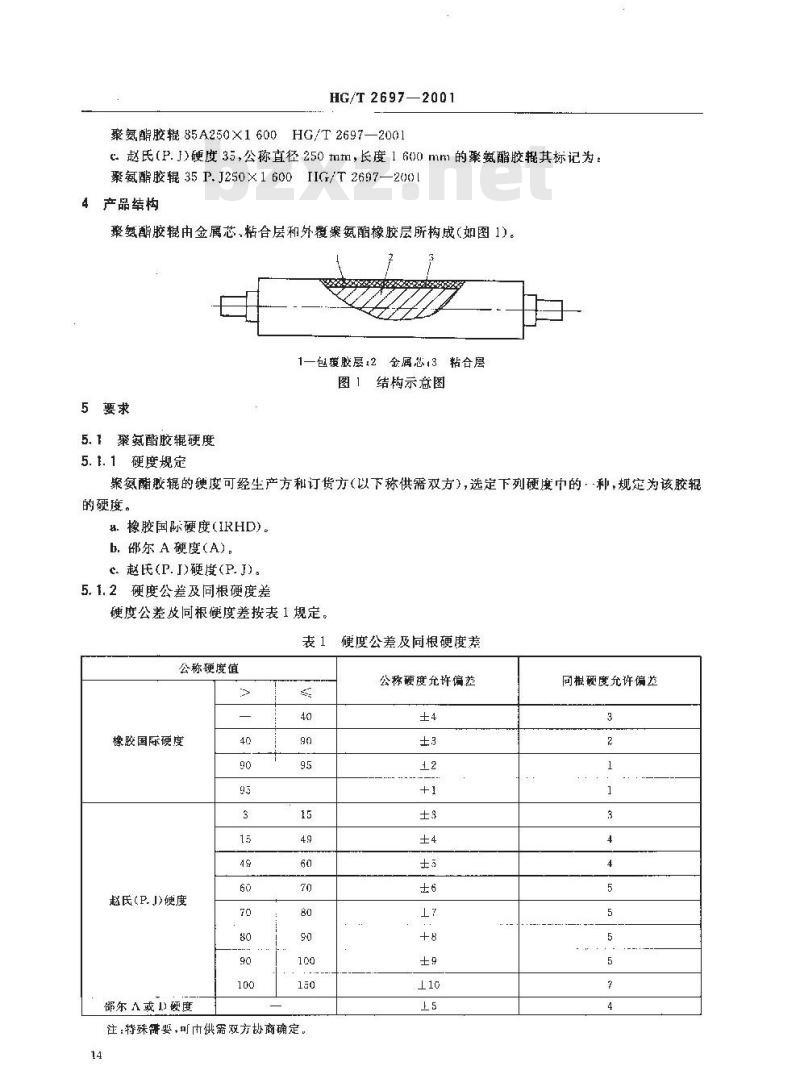 HG/T 2697-2001 胶辊 第二部分:聚氨酯胶辊