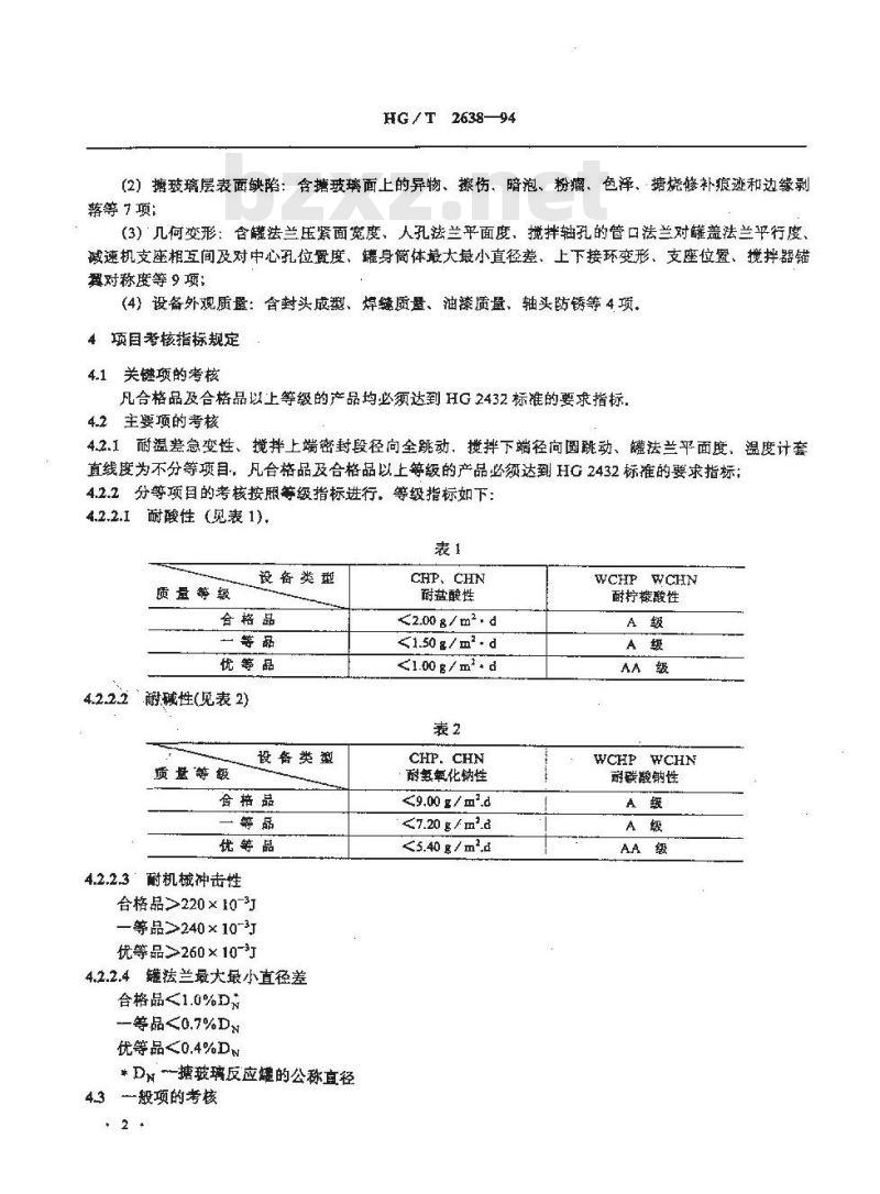 HG/T 2638-1994 搪玻璃设备质量分等