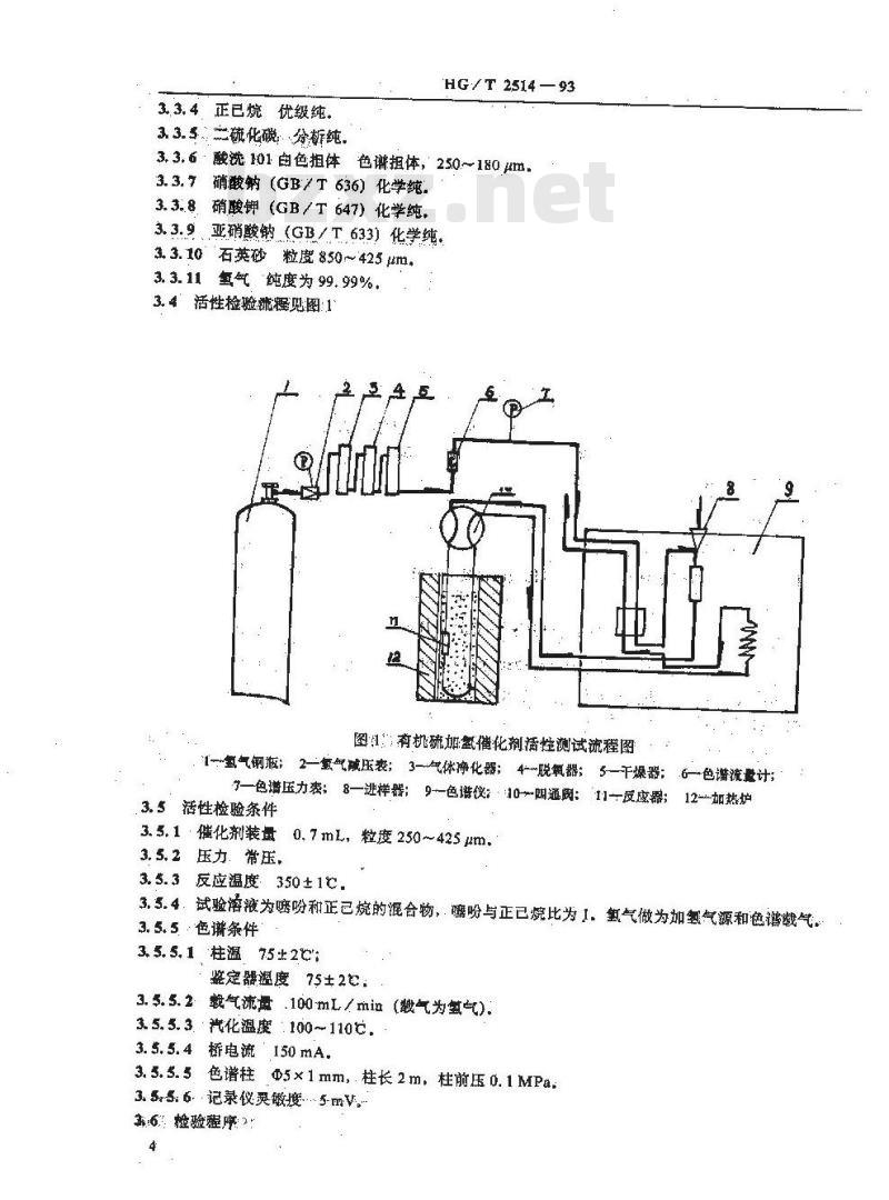 HG/T 2514-1993 有机硫加氢催化剂试验方法