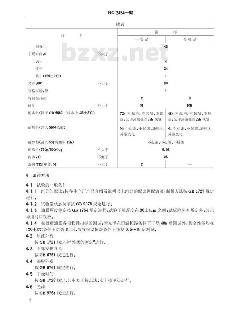 HG 2454-1993 聚氨酯清漆(分装)
