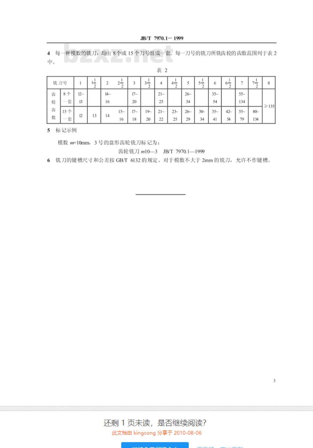 JB/T 7970.1-1999 盘形齿轮铣刀 第 1 部分：基本型式和尺寸