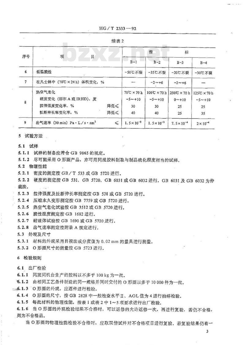 HG/T 2333-1992 真空用O形圈橡胶材料