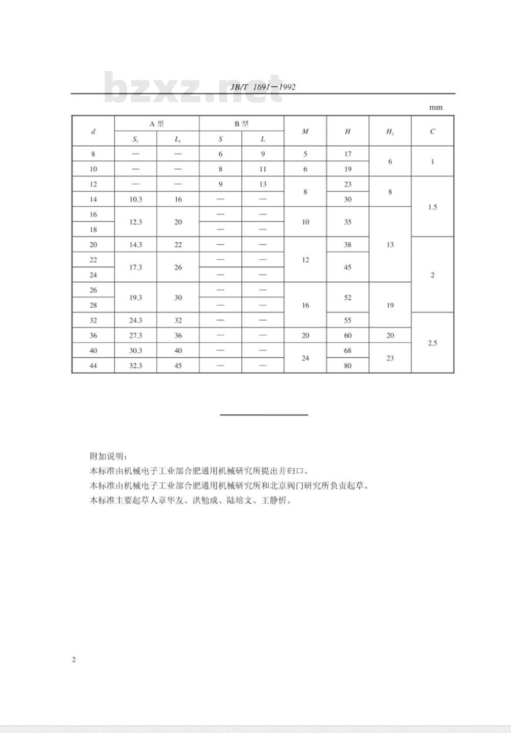 JB/T 1691-1992 阀门结构要素 阀杆头部尺寸