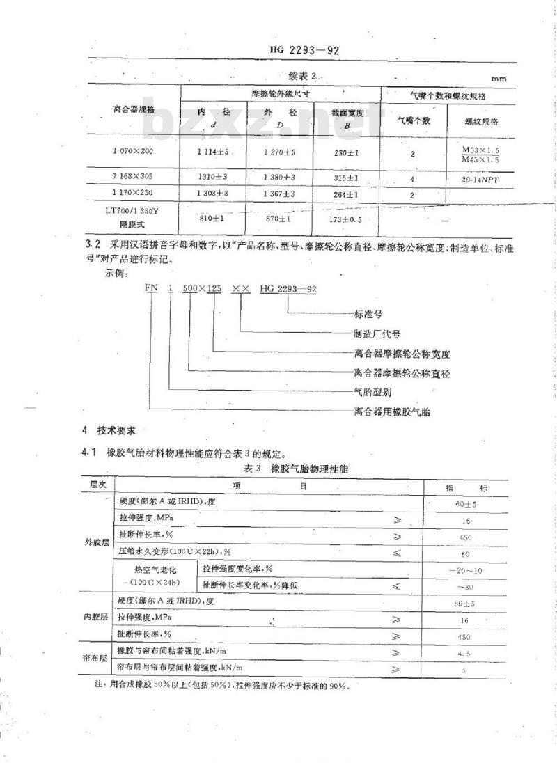 HG/T 2293-1992 离合器用橡胶气胎
