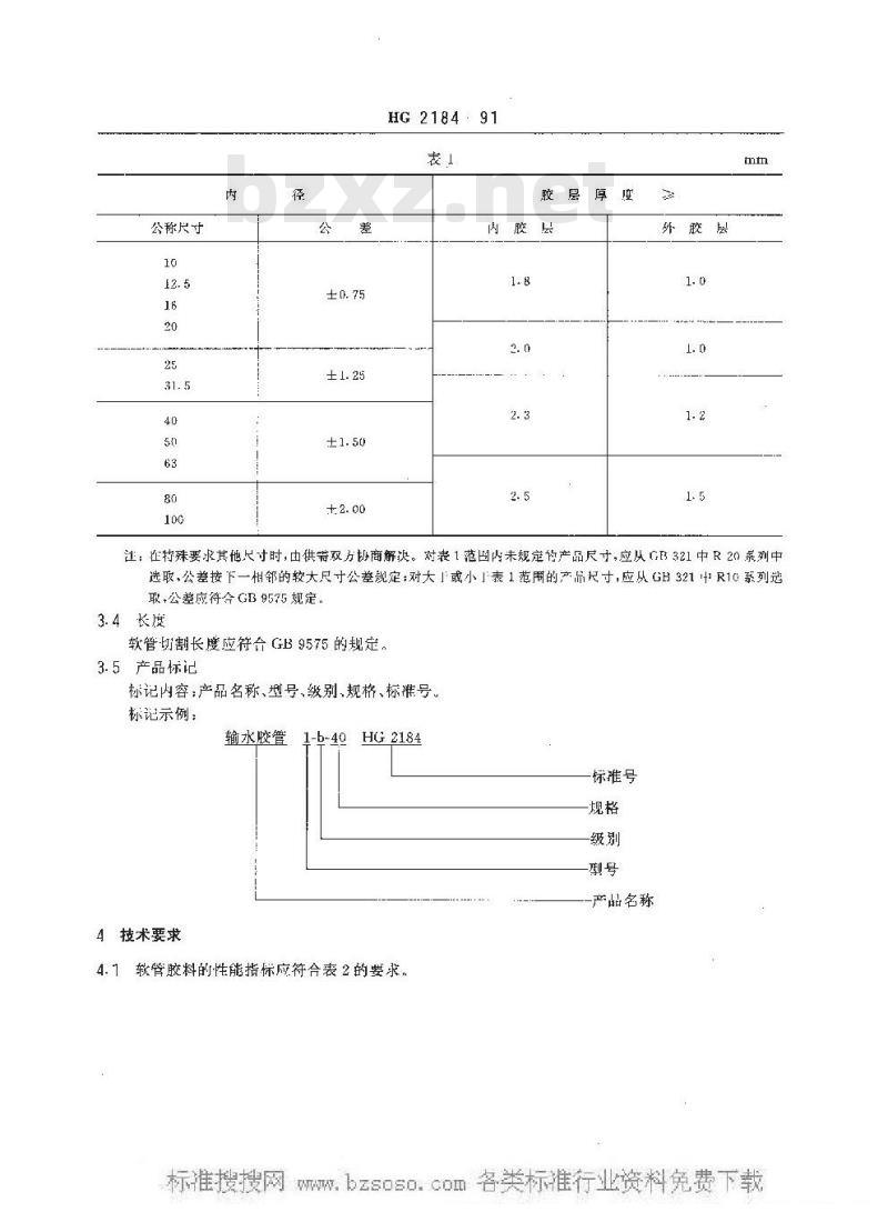 HG/T 2184-1991 输水 通用橡胶软管