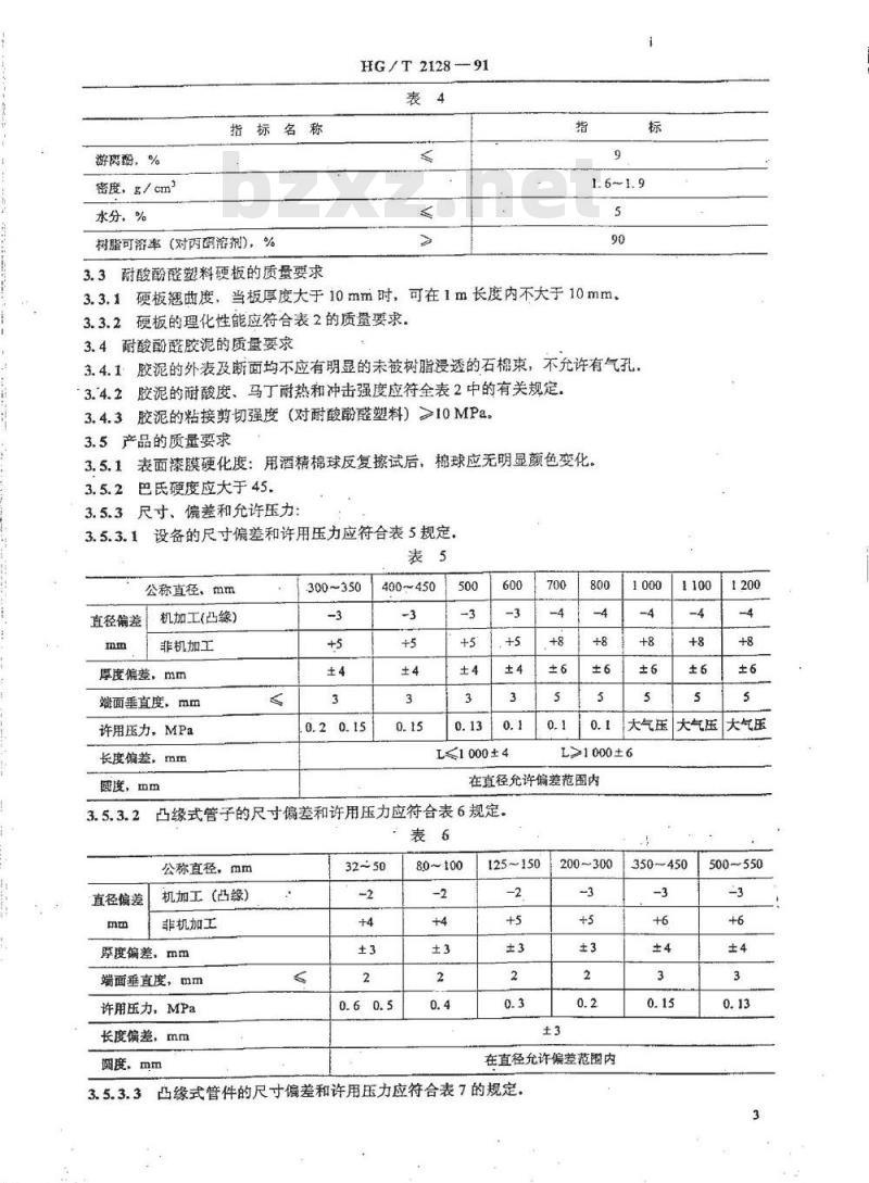 HG/T 2128-1991 耐酸酚醛塑料制化工设备、管及管件技术条件