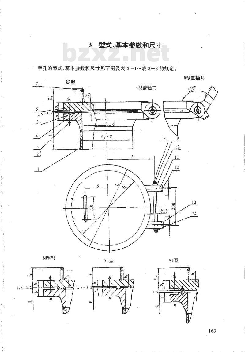 HG 21532-1995 回转盖带颈对焊法兰手孔.附图