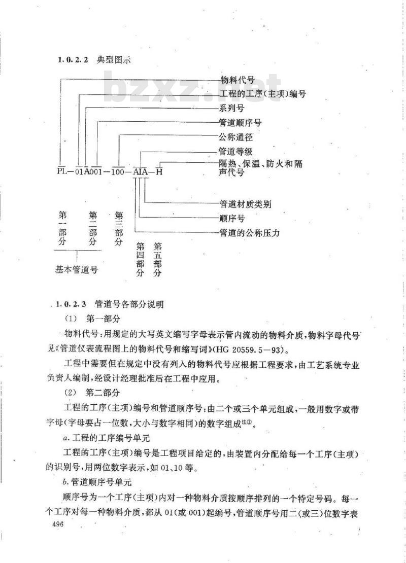 HG 20559.4-1993 管道仪表流程图管道编号及标注