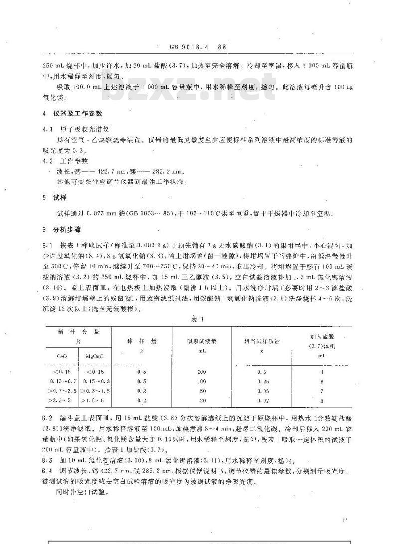HG 2958.4-1988 天青石矿石中钙和镁含量的测定 原子吸收光谱法