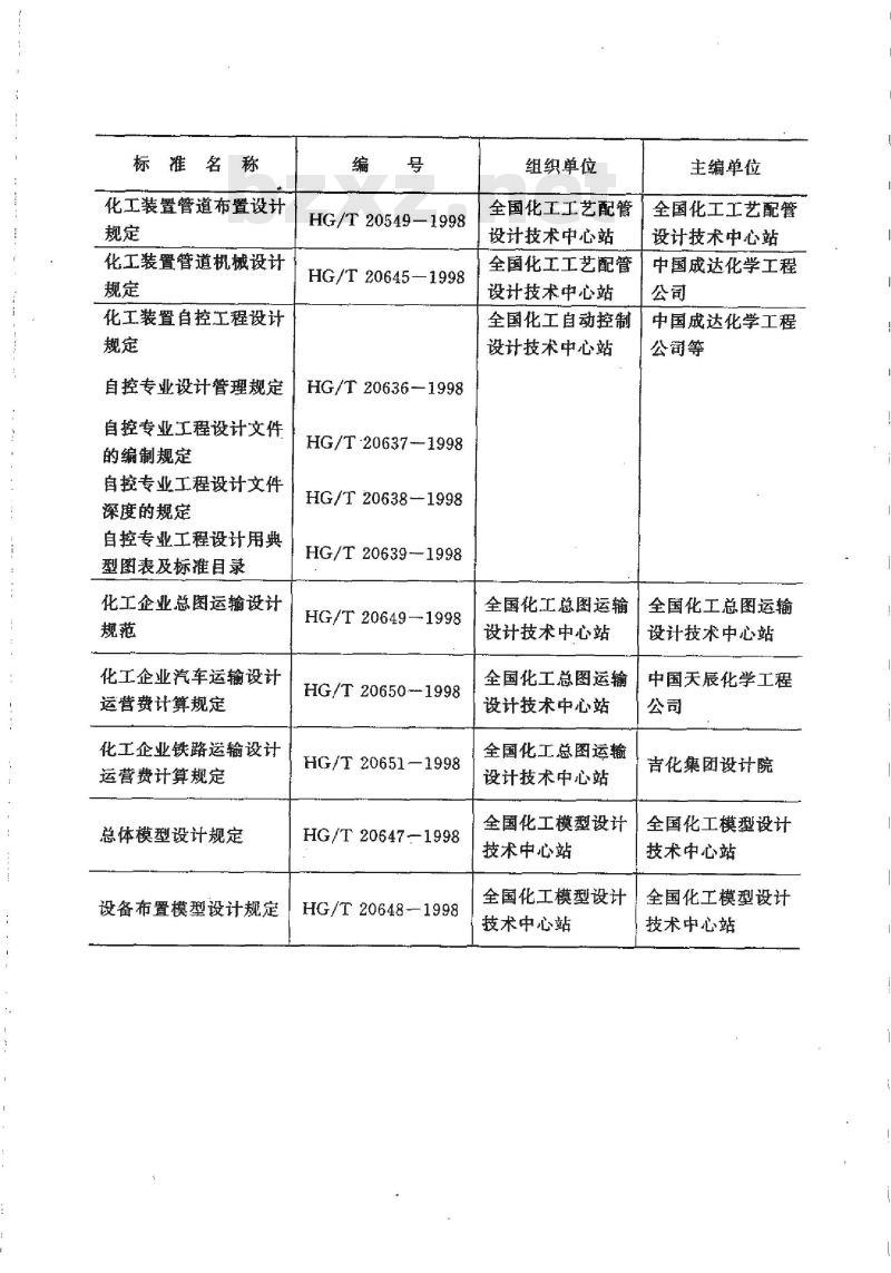 HG/T 20649-1998 化工企业总图运输设计规范