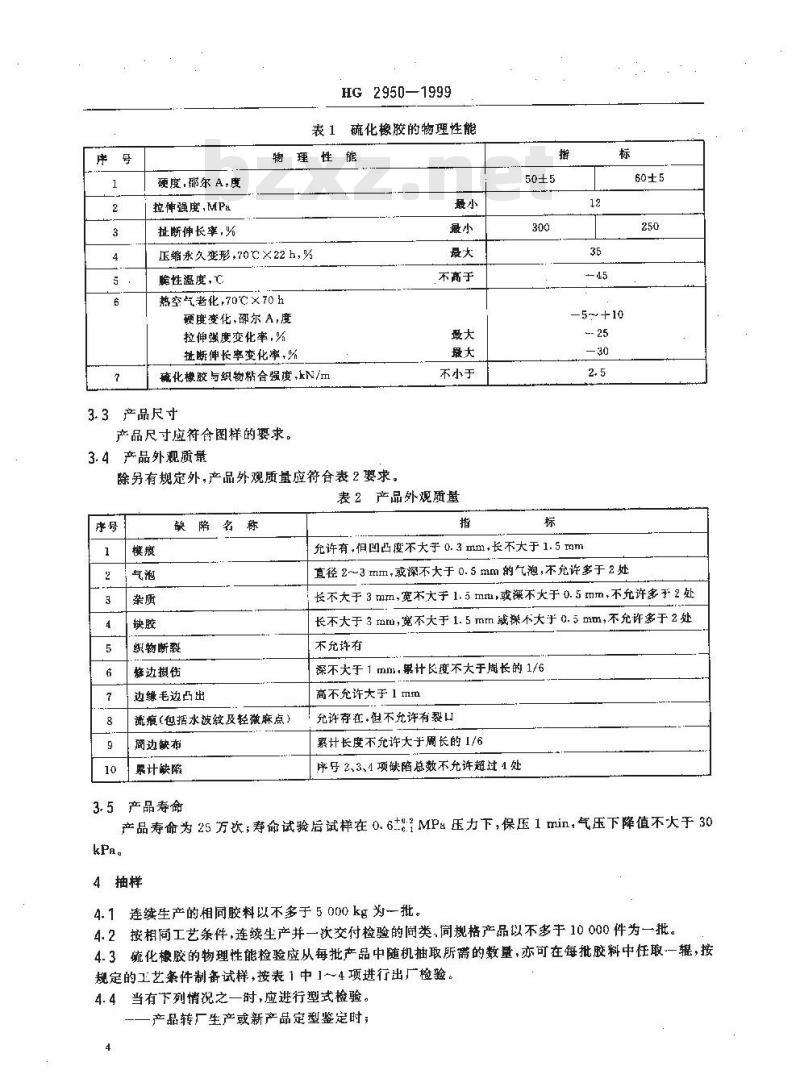 HG 2950-1999 汽车制动气室橡胶隔膜