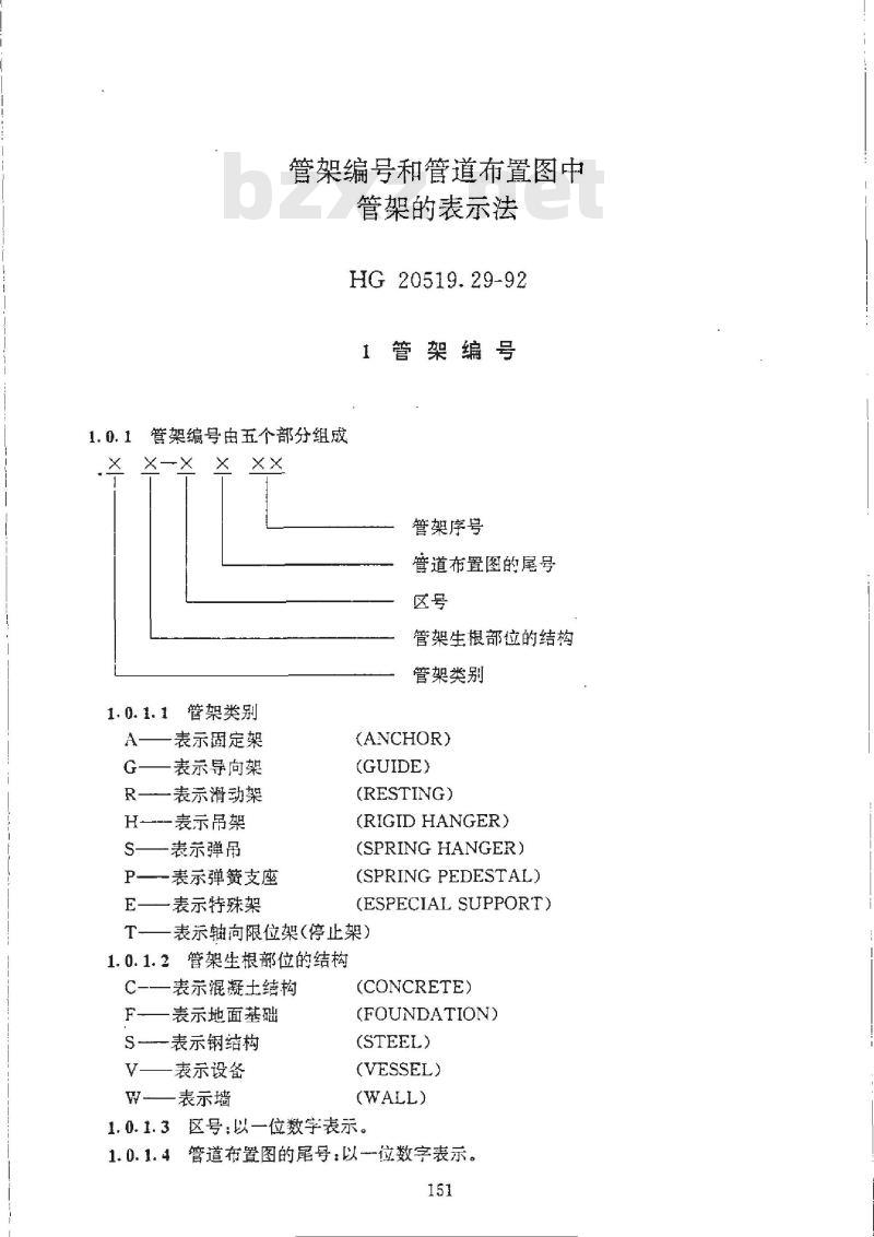 HG/T 20519.29-1992 管架编号和管道布置图中管架的表示法