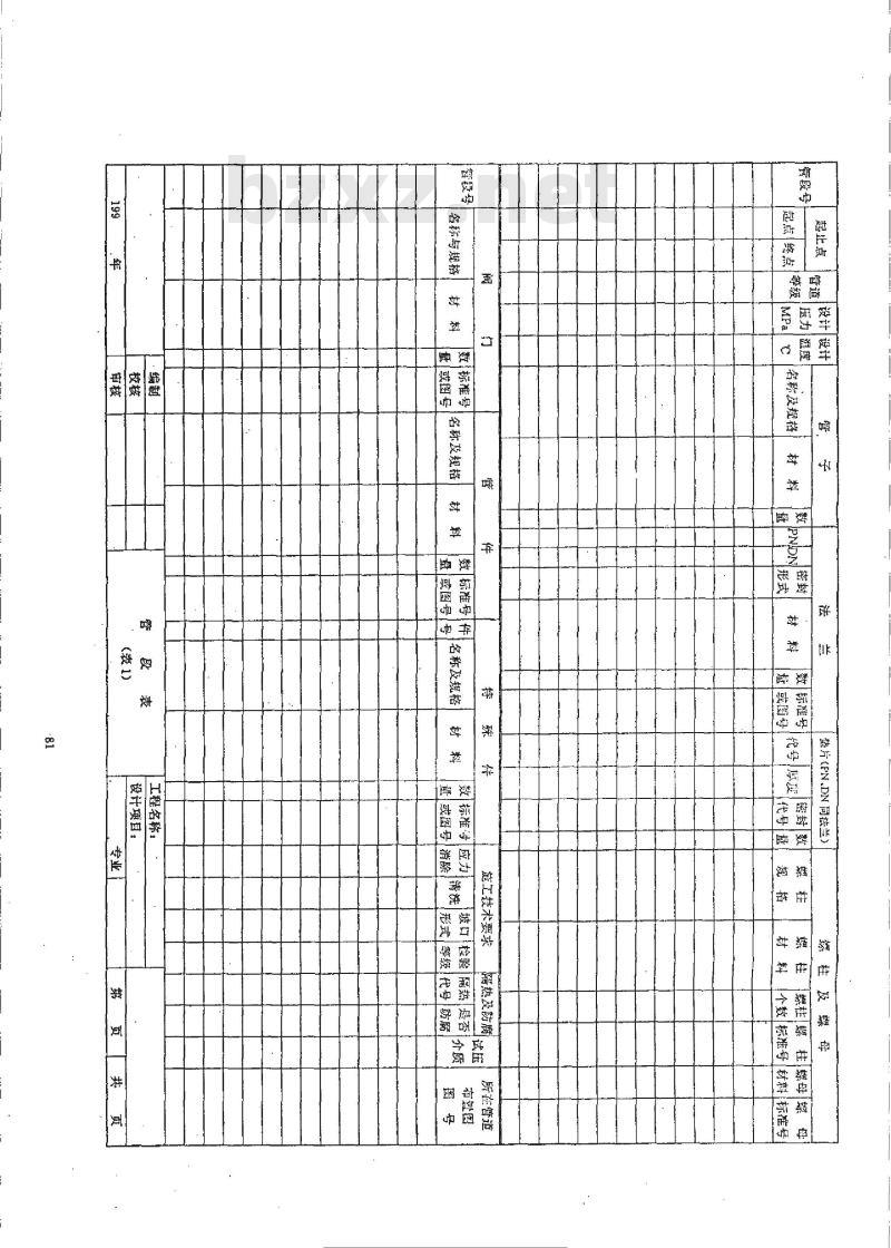 HG/T 20519.15-1992 管段表及管道特性表
