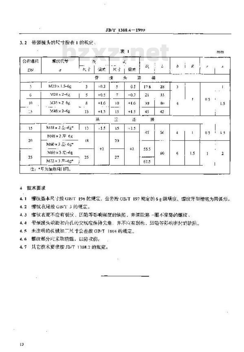 JB/T 1308.4-1999 PN250a 带颈接头型式、尺寸和技术条件