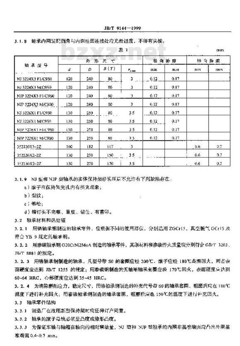 JB/T 9144-1999 铁路车辆滚动轴承 技术条件