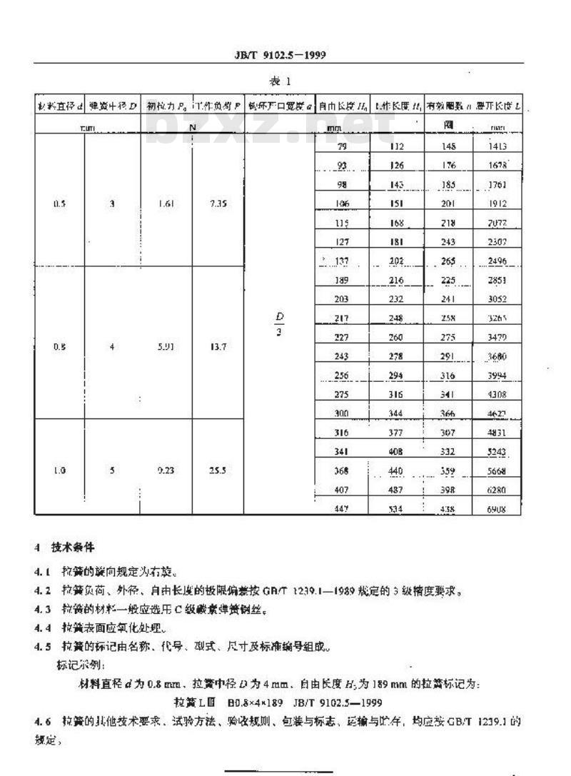 JB/T 9102.5-1999 往复活塞压缩机 金属平面填料 第 5 部分：密封圈和刮油圈用拉伸弹簧