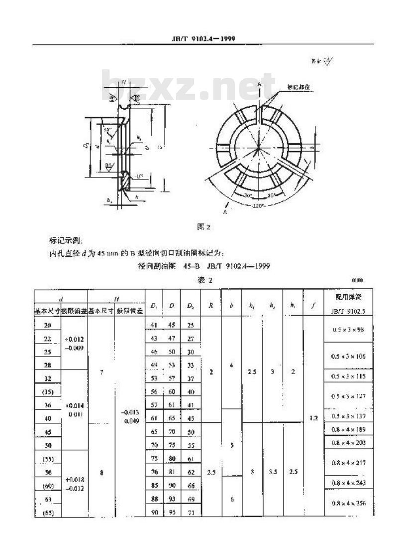 JB/T 9102.4-1999 往复活塞压缩机 金属平面填料 第 4 部分：径向切口刮油圈