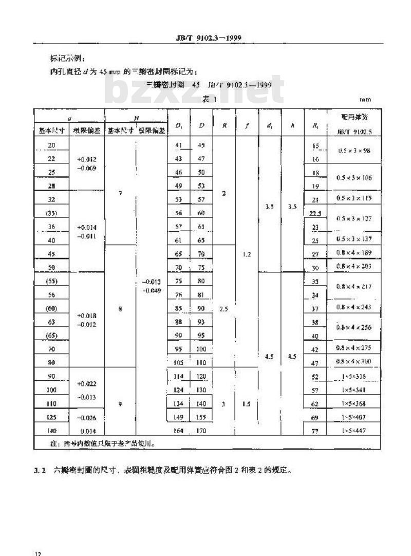 JB/T 9102.3-1999 往复活塞压缩机 金属平面填料 第 3 部分：三、六瓣密封圈