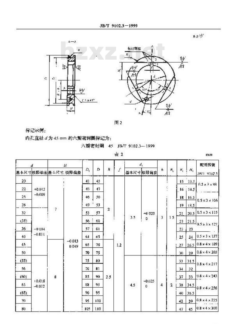 JB/T 9102.3-1999 往复活塞压缩机 金属平面填料 第 3 部分：三、六瓣密封圈