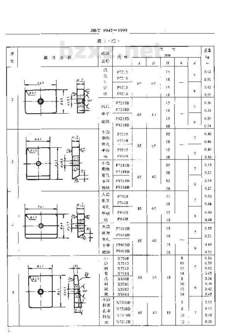 JB/T 9042-1999 选矿设备用永磁磁块