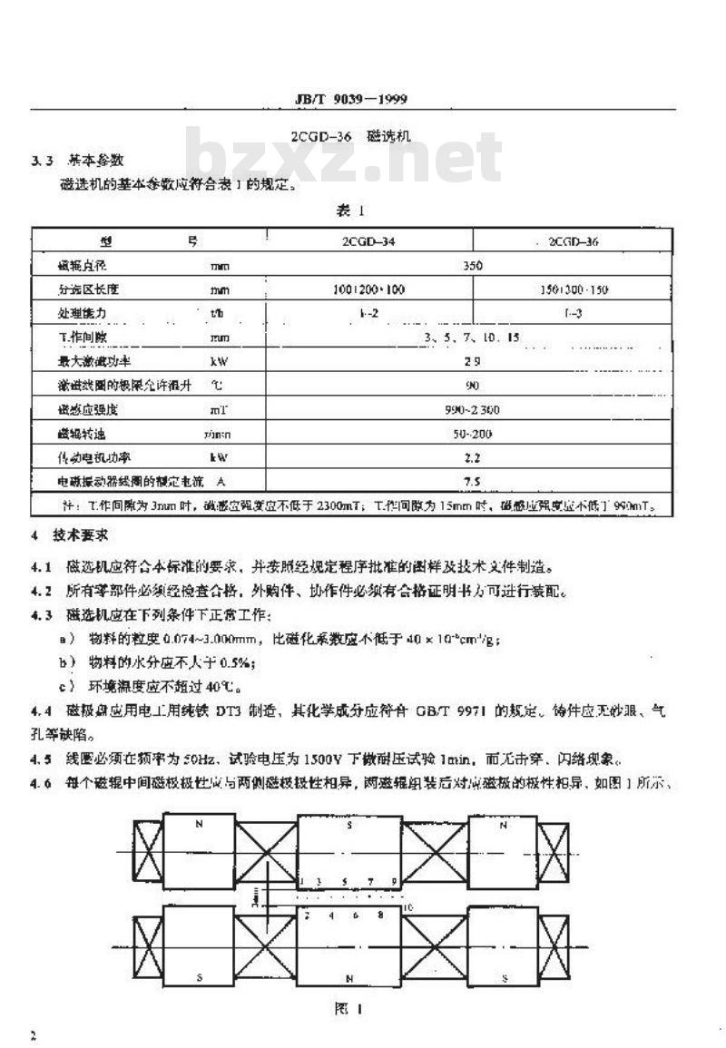 JB/T 9039-1999 电磁双辊强磁选机