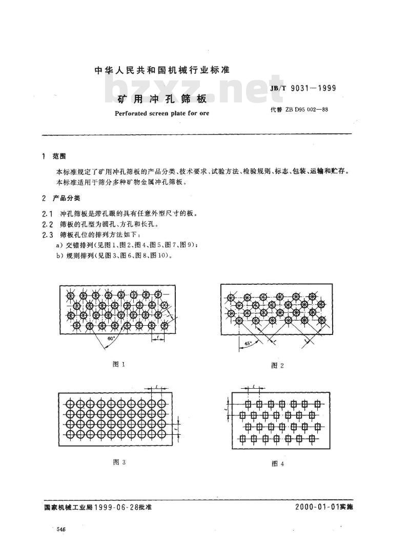 JB/T 9031-1999 矿用冲孔筛板