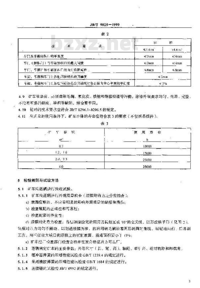 JB/T 9025-1999 单侧曲轨侧卸式矿车