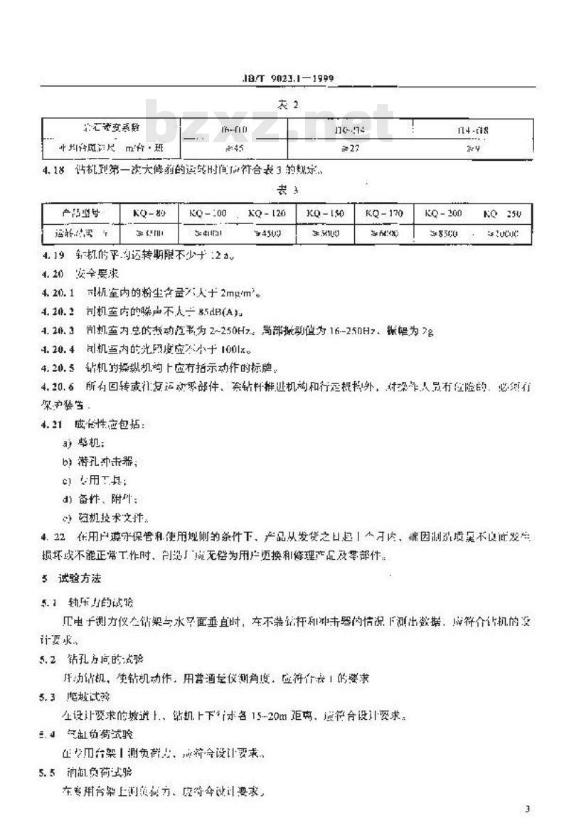 JB/T 9023.1-1999 KQ 露天潜孔钻机
