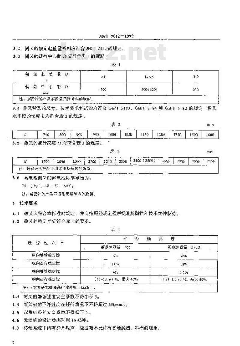 JB/T 9012-1999 侧面式叉车