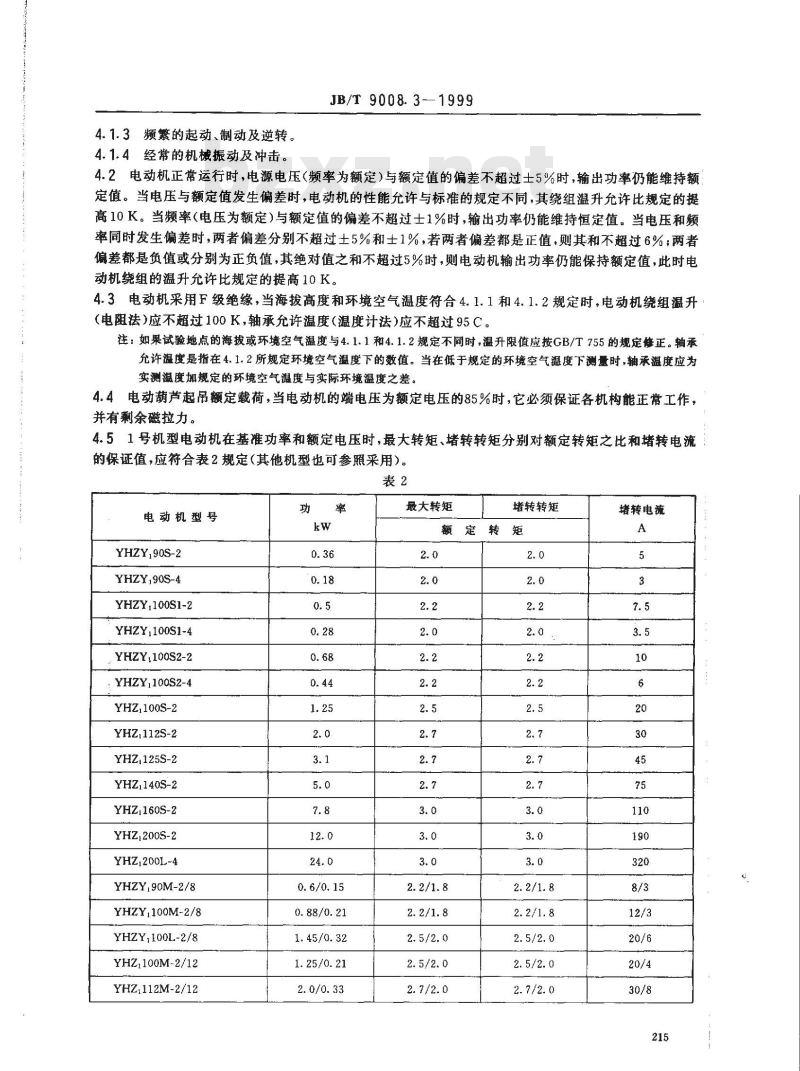 JB/T 9008.3-1999 钢丝绳电动葫芦用锥形转子电动机